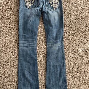 Miss Me Blue Boot Cut Jeans with Embroidery